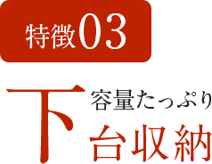 特徴03 容量たっぷり下台収納